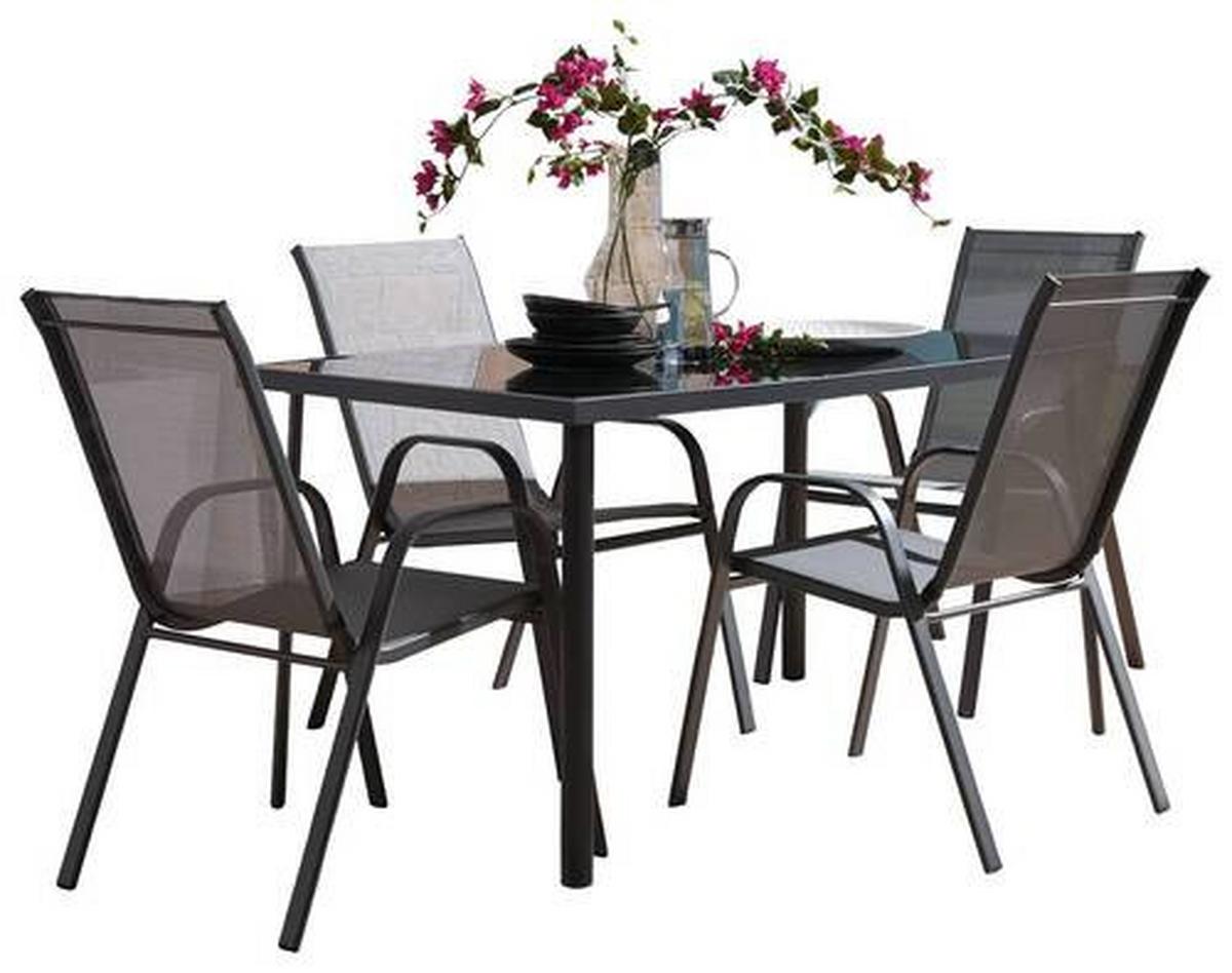 Gartentisch Nadine Metall/Glas L 148 cm - Anthrazit/Schwarz, MODERN, Glas/Metall (148/72/88cm) - Luca Bessoni