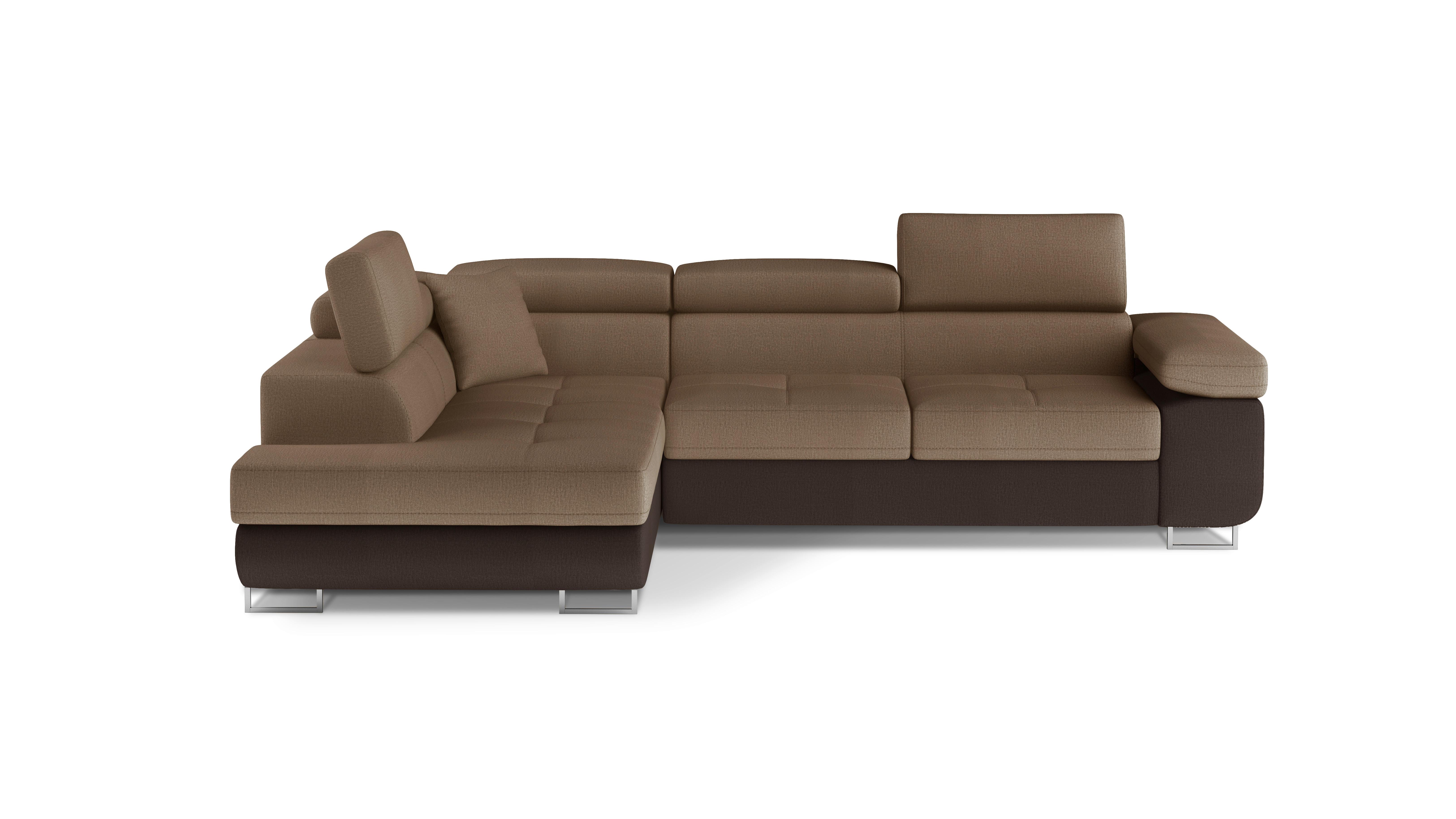 Ecksofa Anton Braun/dunkelbraun S:203x272cm - Chromfarben/Dunkelbraun, Design, Textil (203/272cm) - MID.YOU