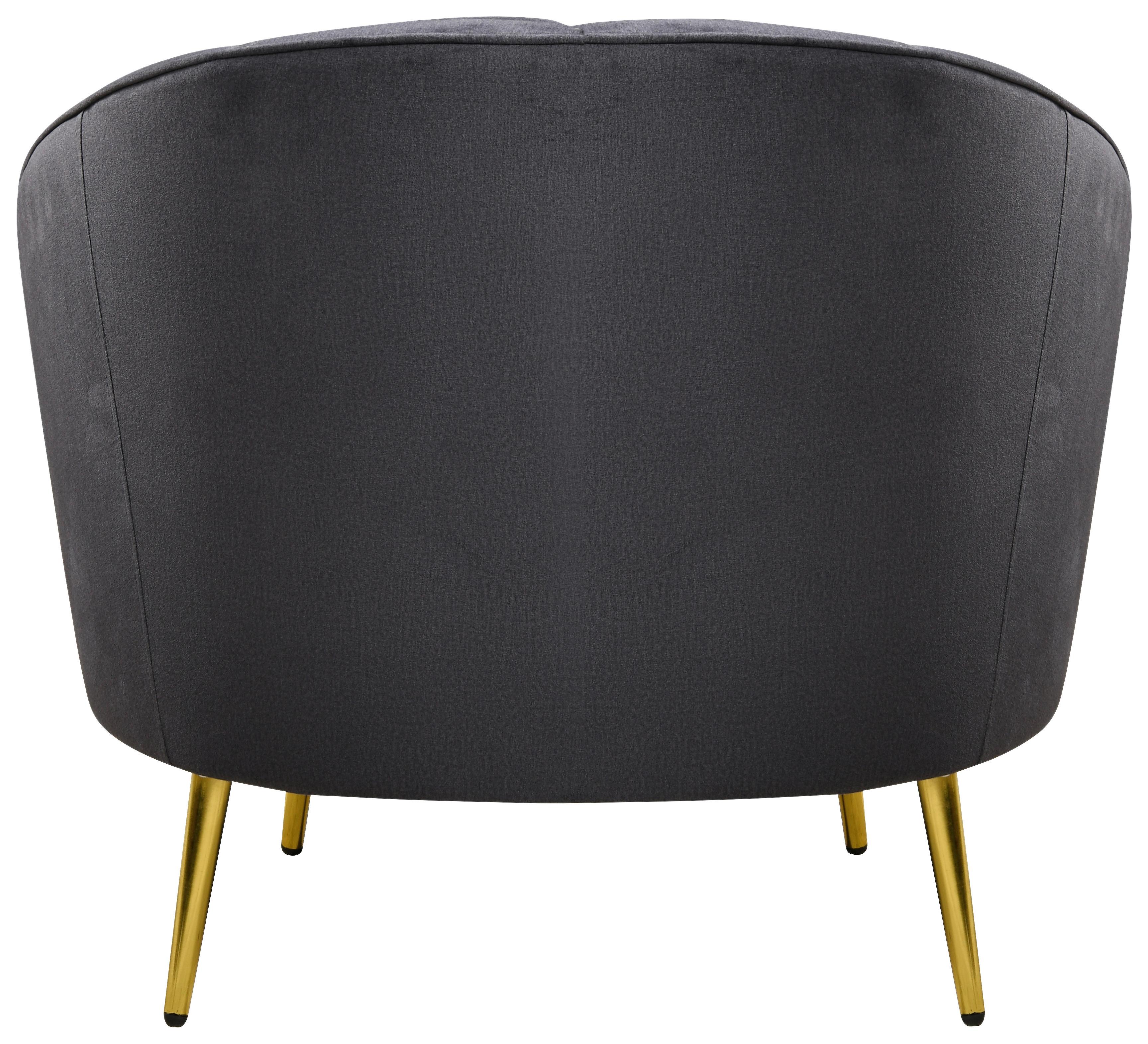 Sessel Stella Dunkelgrau B: 87 Cm - Dunkelgrau/Messingfarben, Design, Holz/Textil (87/76/82cm) - Livetastic