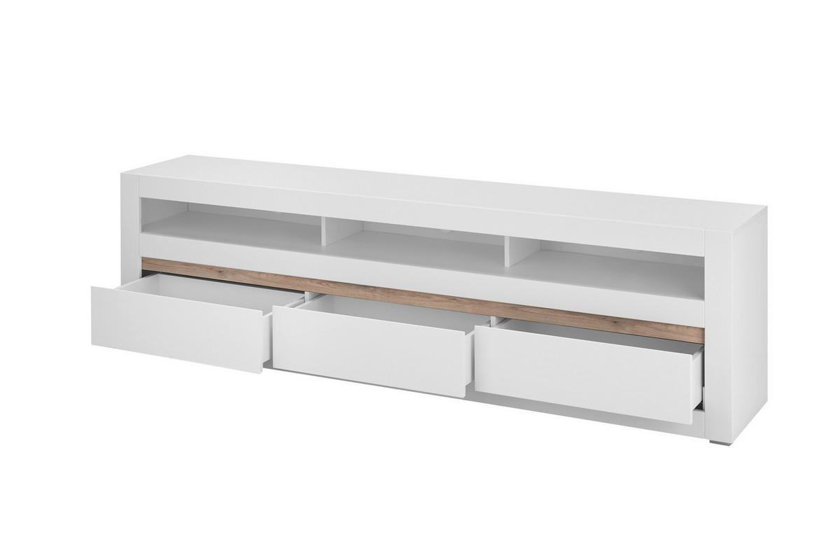 Lowboard Chester Weiß/Eichefarben B: 217cm - Eichefarben/Silberfarben, Design, Holzwerkstoff (217/63/42cm) - MID.YOU