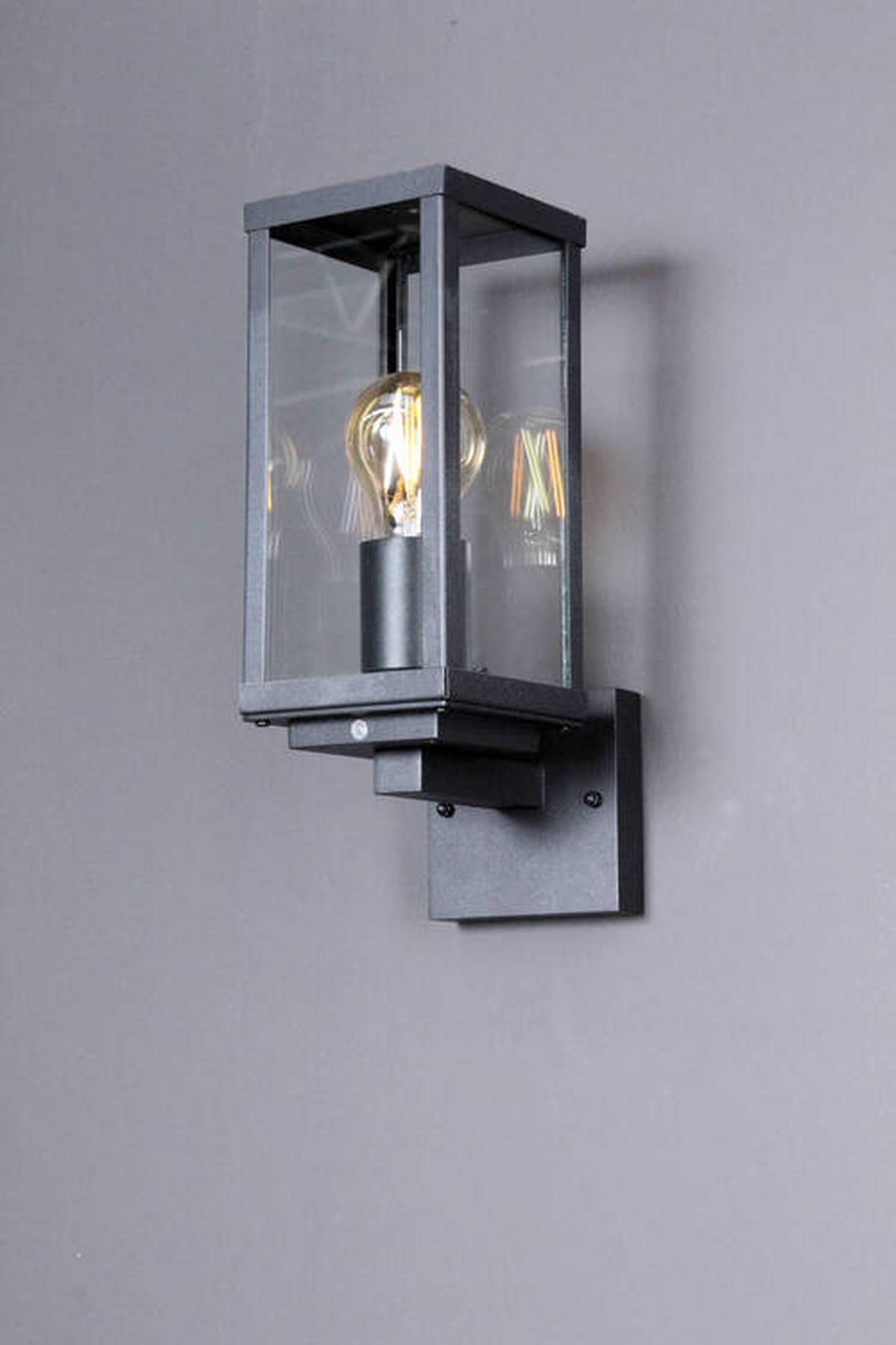 Außenwandleuchte 60 Watt Glas Aluminium, Wandmontage - Klar/Anthrazit, Basics, Glas/Metall (37,0/16,0/11,0cm)