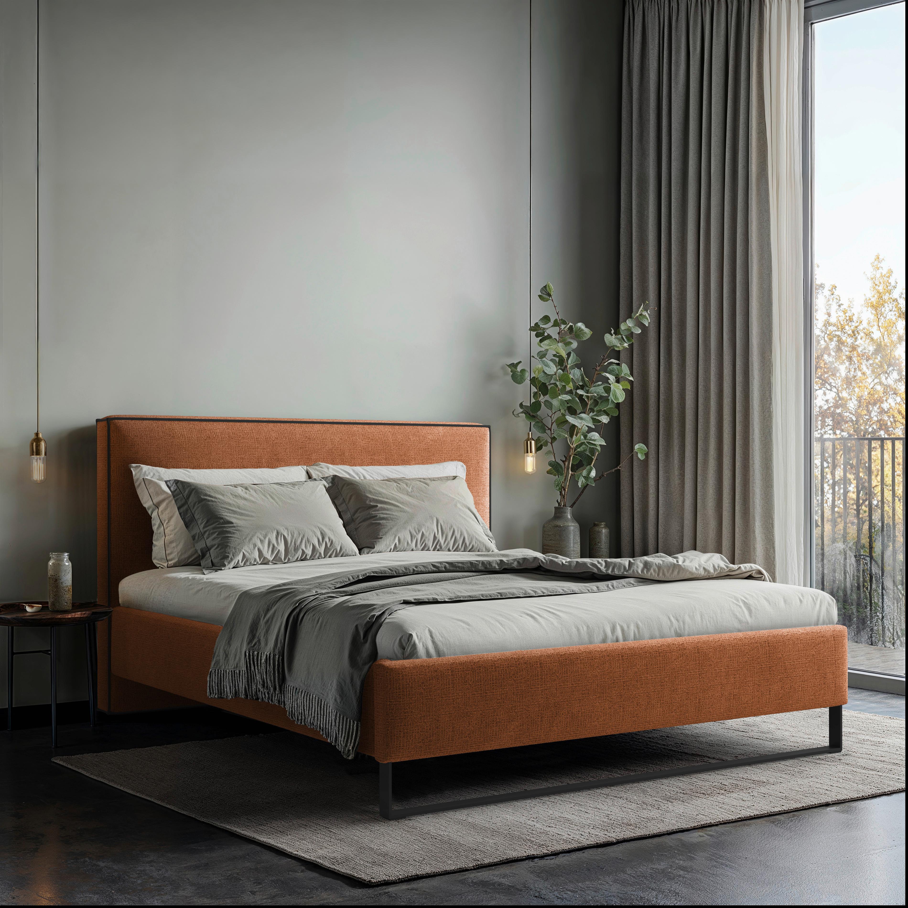 Polsterbett Winter Rostfarben Lf: 180x200 Cm - Rostfarben/Schwarz, MODERN, Holz/Holzwerkstoff (180/200cm) - MID.YOU