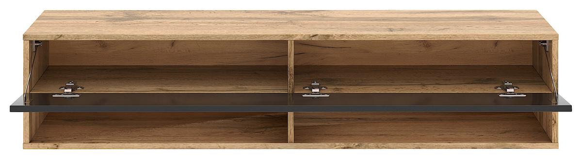 Lowboard Derby 140 - Schwarz Hochglanz/Eiche Wotan, Design, Holzwerkstoff (140/31,5/32,5cm) - Livetastic