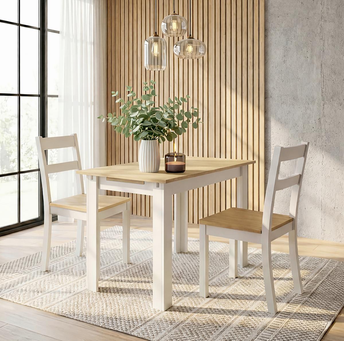 Esstisch Pesoli Weiß/Honigeiche L: 109cm - Honigeiche/Weiß, MODERN, Holzwerkstoff (109/75/80cm) - MID.YOU