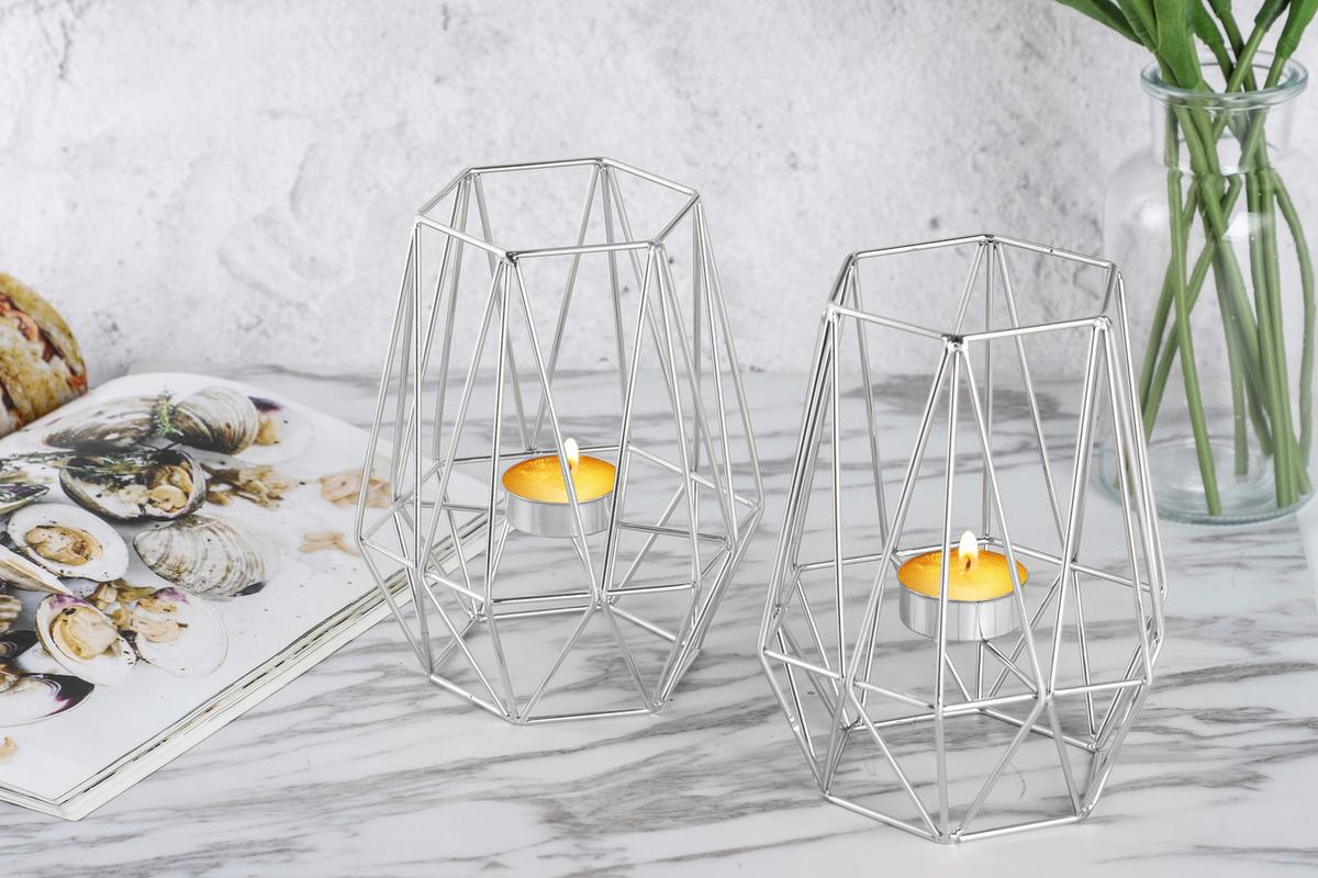 Teelichthalter-Set Eisen Silberfarben - Silberfarben, Basics, Metall (9,5cm) - Echtwerk