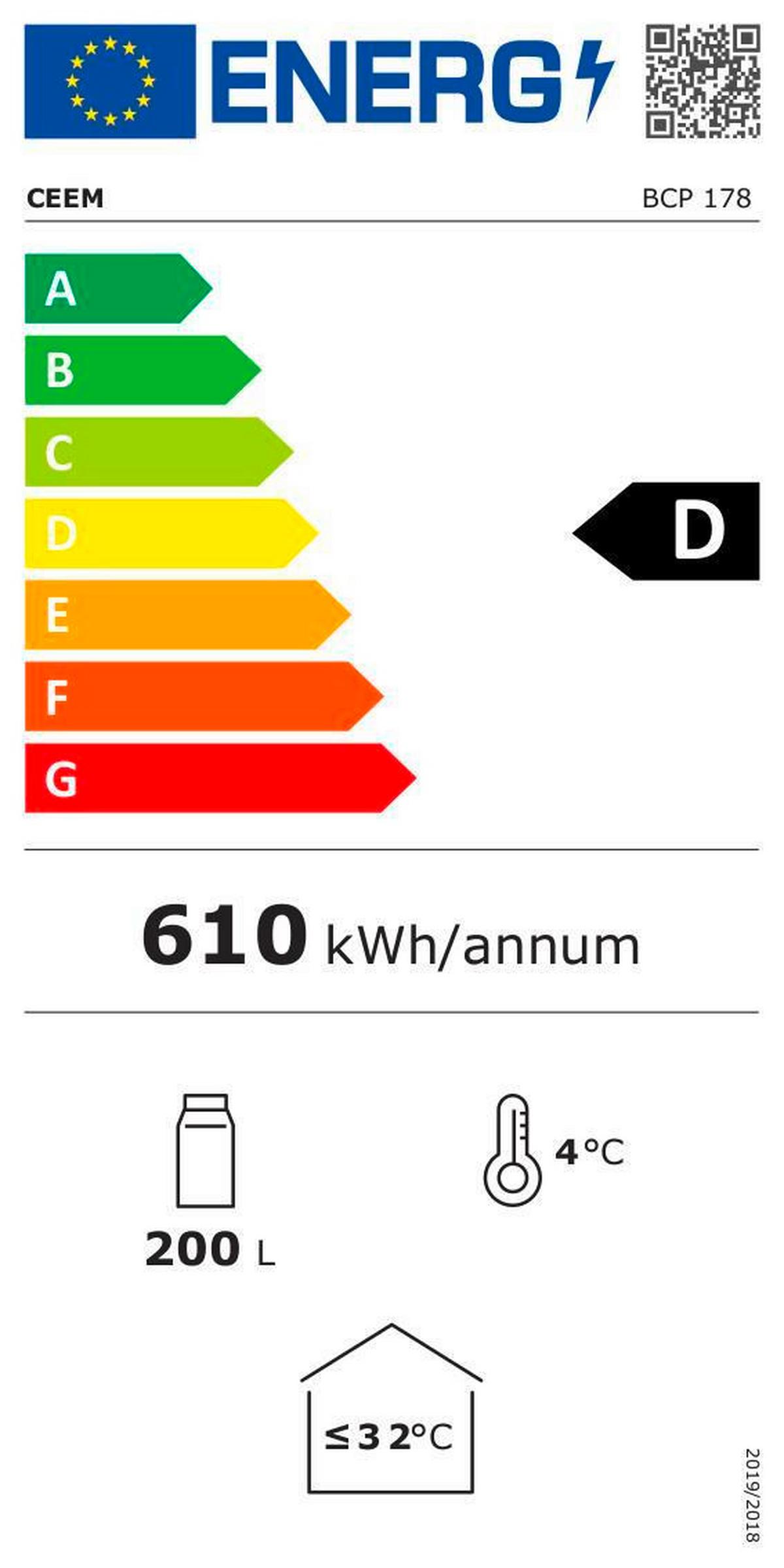 Getränkekühlschrank Ceem Bcp 178 - Weiß, Basics, Metall (54/131/56cm) - CEEM