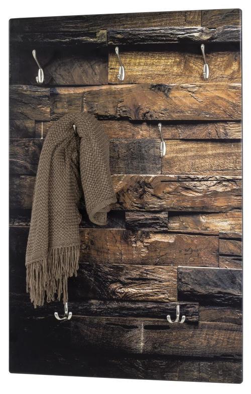 Garderobenpaneel Woody Naturfarben 7 Haken B: 65 cm - Multicolor, MODERN, Holzwerkstoff (65/100/8cm) - Carryhome