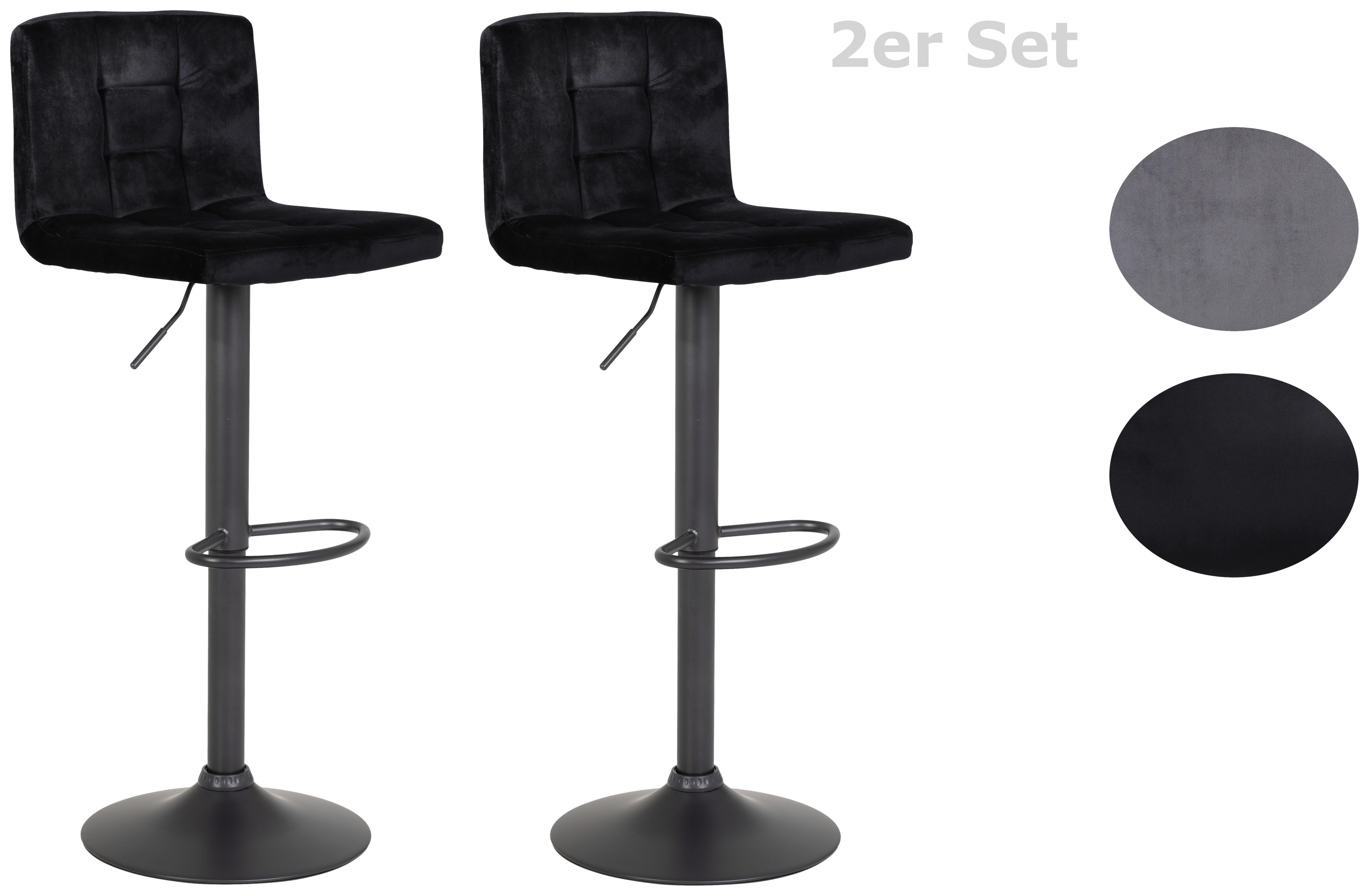 Barhocker höhenverstellbar 2er-Set Amanda II Schwarz