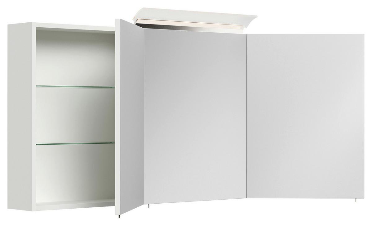 Spiegelschrank Weiß Hochglanz B: 140 cm - Weiß Hochglanz, MODERN, Glas/Holzwerkstoff (140/62/17cm) - MID.YOU