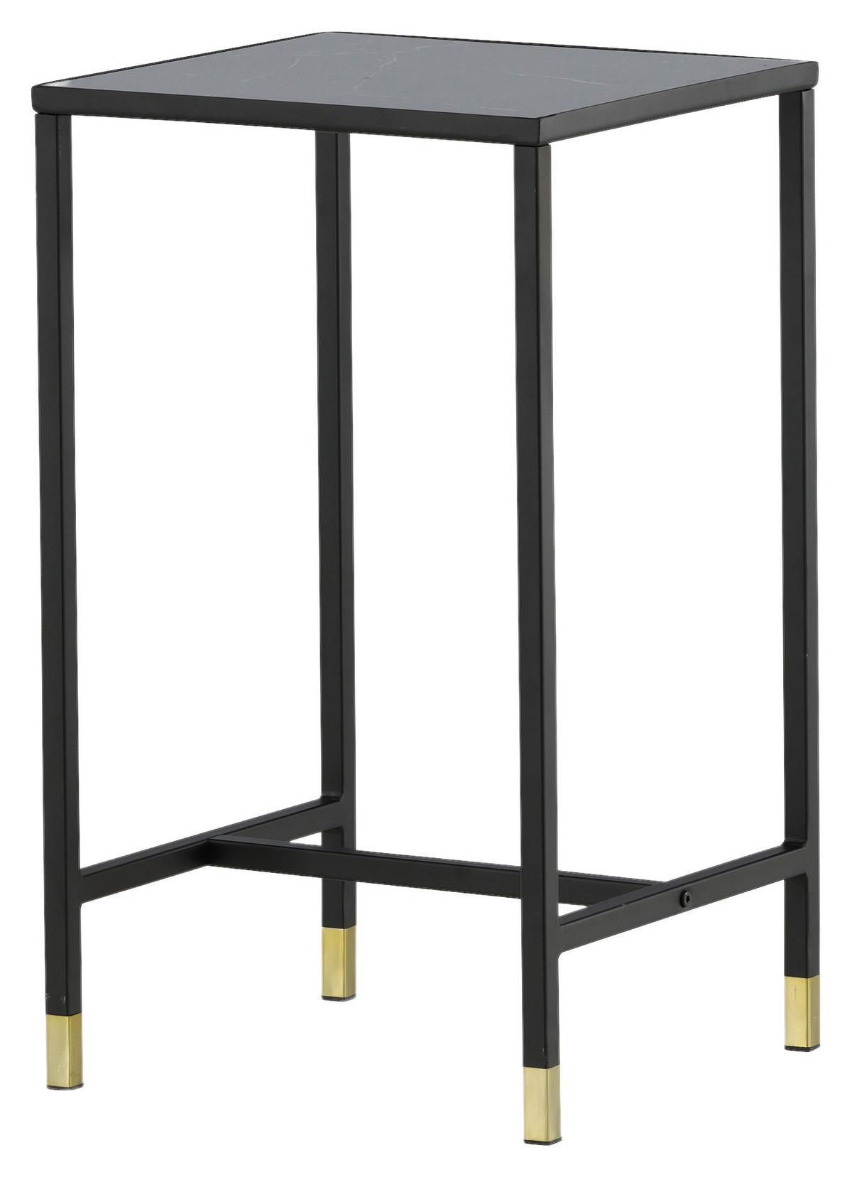 Beistelltisch Dipp - Messingfarben/Schwarz, Design, Glas/Metall (40/40/70cm) - Livetastic