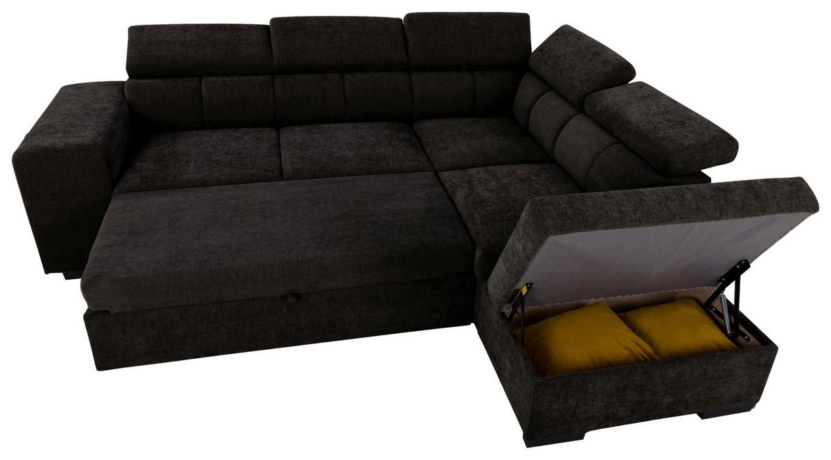 Ecksofa Sirius L schwarz, 267x218cm - Eichefarben/Schwarz, KONVENTIONELL, Holz/Holzwerkstoff (267/218cm)