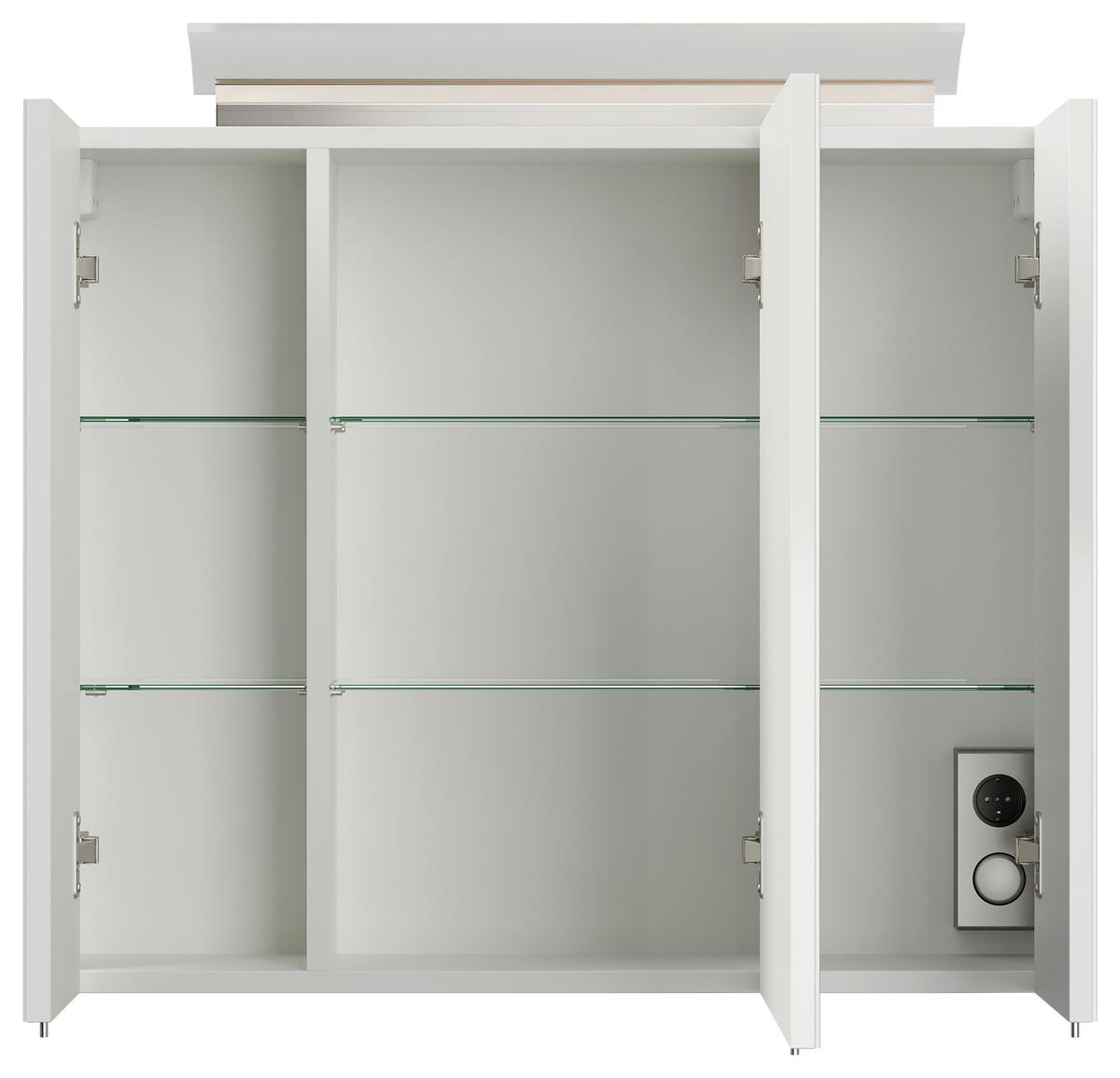 Spiegelschrank Weiß Hochglanz B: 75 cm - Weiß Hochglanz, MODERN, Glas/Holzwerkstoff (75/62/17cm) - MID.YOU