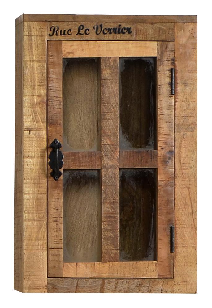 Hängeschrank Brion B: 44 cm Mangoholz - Schwarz/Naturfarben, Basics, Glas/Holz (44/70/21cm)