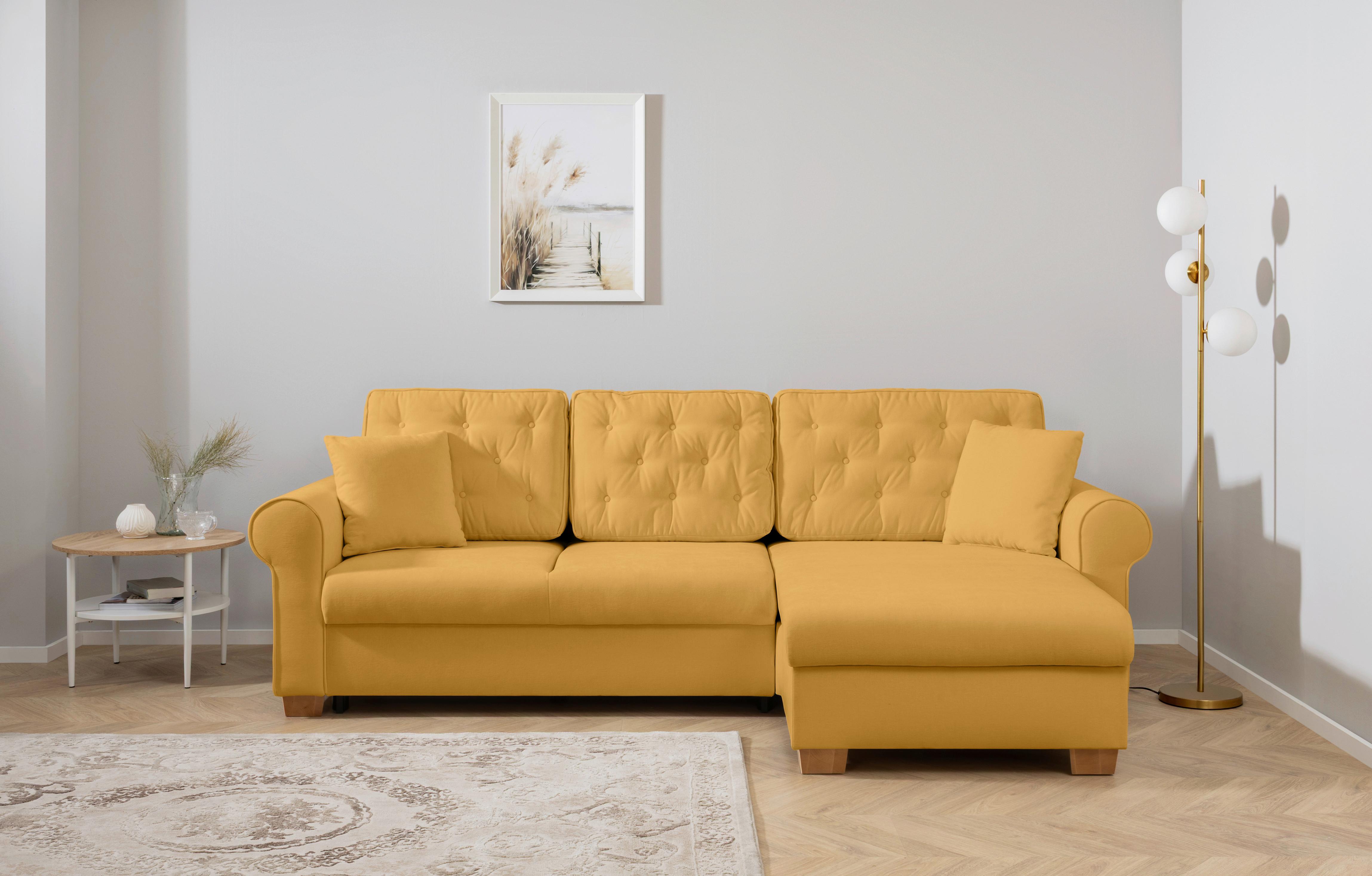 Ecksofa Arles, Gelb 48 S: 266x161 Cm - Gelb/Buchefarben, Design, Textil (266/161cm) - MID.YOU