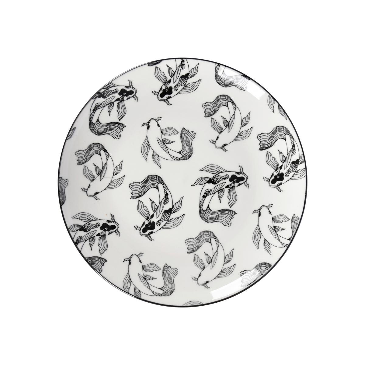 Dezertní talířek Shiva, Ø: 20,4cm - bílá/černá, Lifestyle, keramika (20,4/2,5cm) - Mömax