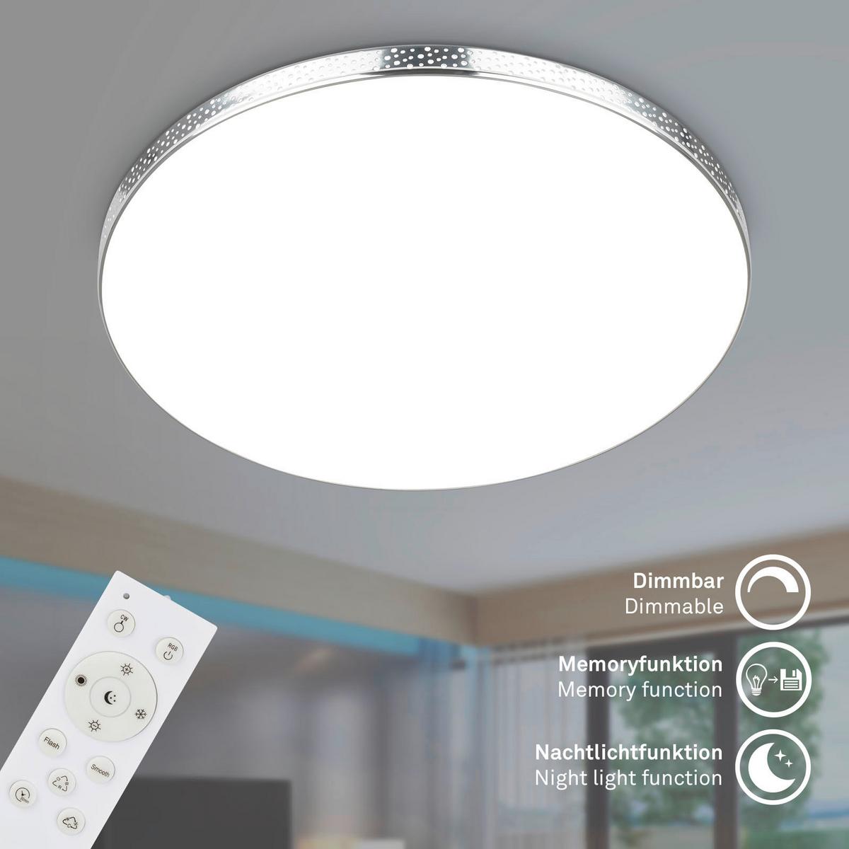 Led-deckenleuchte 3679-118 Ø 45,5 Cm Multicolor - Chromfarben/Weiß, Basics, Kunststoff/Metall (45,5/7,5cm) - Briloner