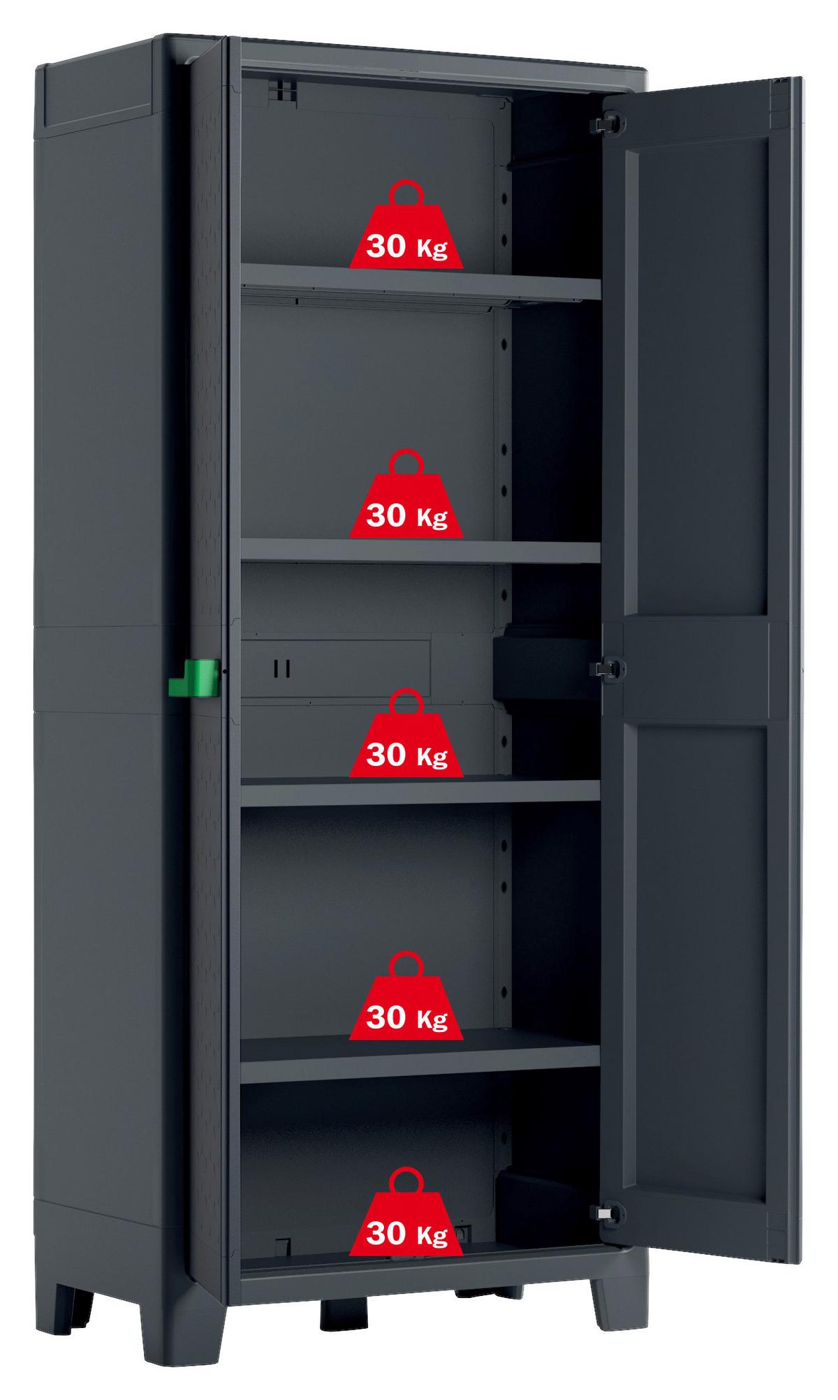 Geräteschrank Kunststoff Grün/anthrazit B/h: 44/182 Cm - Anthrazit/Grau, Design, Kunststoff (44/182/80cm) - Keter