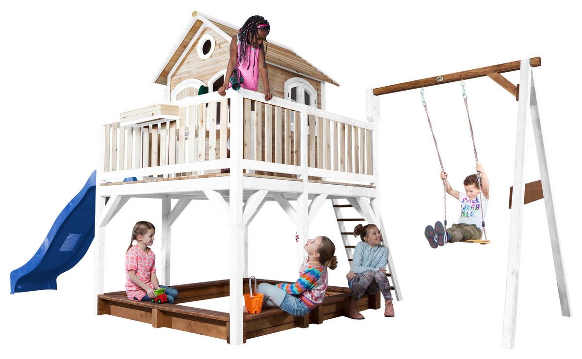 Spielturm A030.152.31 - Blau/Braun, KONVENTIONELL, Holz/Kunststoff (541/291/277cm) - Ambia Garden