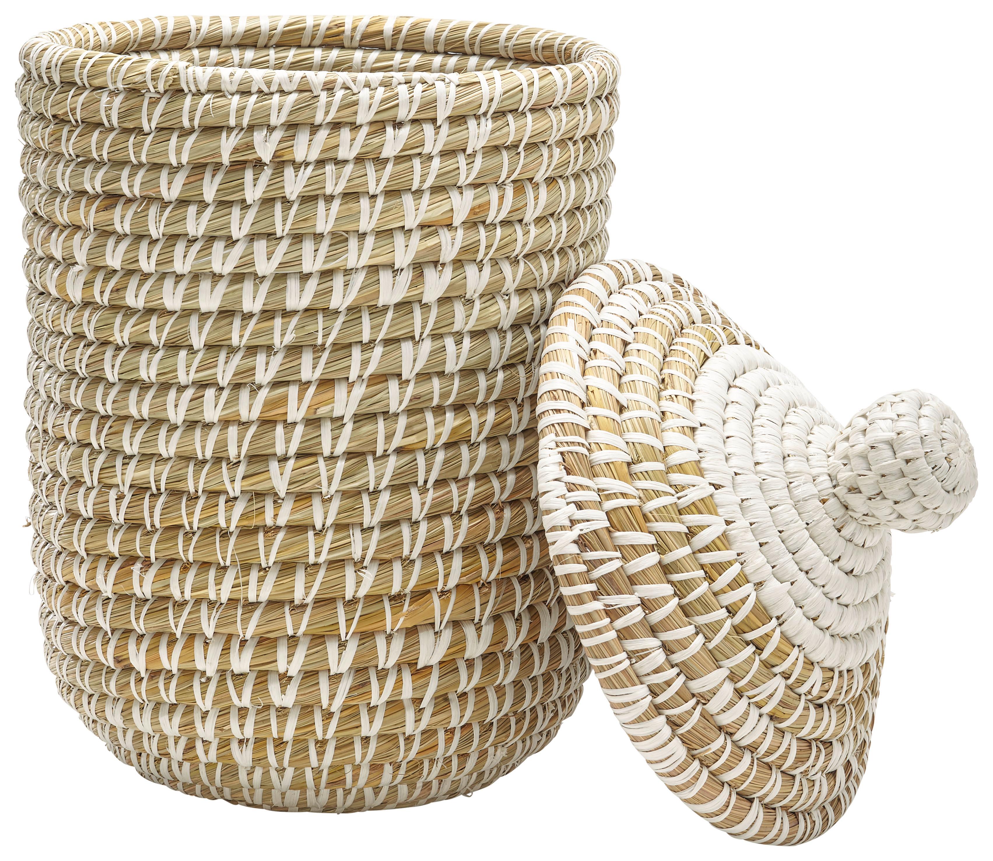 KOŠ LAUREN - M - bílá, Romantický / Rustikální, plast/přírodní materiály (32cm) - Zandiara