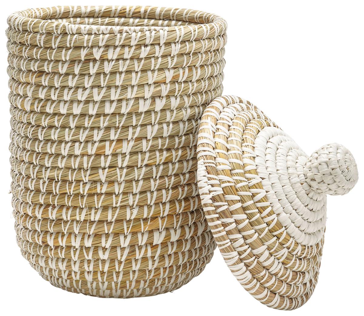 KOŠ LAUREN - S - bílá, Romantický / Rustikální, plast/přírodní materiály (26/44cm) - Zandiara