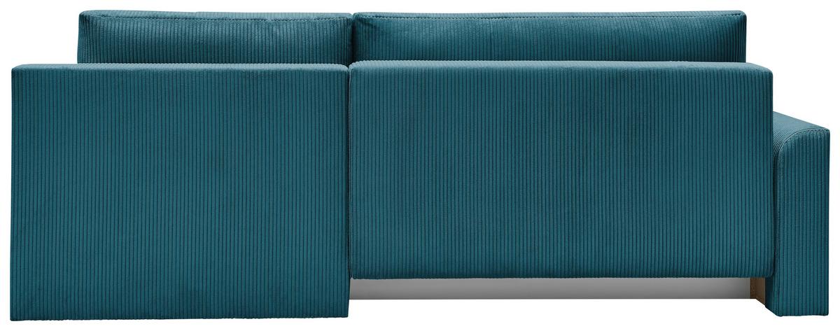 Rohová sedačka KIM L160, oboustranná, tyrkys. manšestr - černá/tyrkysová, Moderní, dřevo/textil (233/160cm)