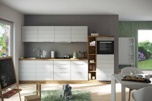 Küchenzeile Florenz ohne Geräte 330 cm Weiß/Eichef. - Eiche Wotan/Weiß, Design, Holzwerkstoff (330cm) - Held