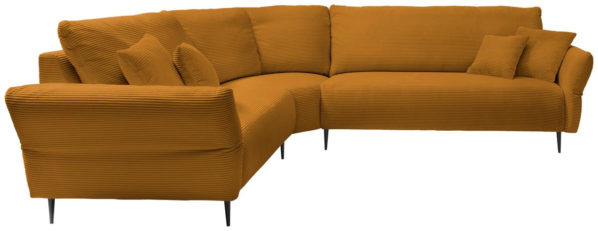 Ecksofa Vanilla Goldfarben S: 256x256 cm - Goldfarben/Schwarz, Design, Textil (256/256cm) - Livetastic