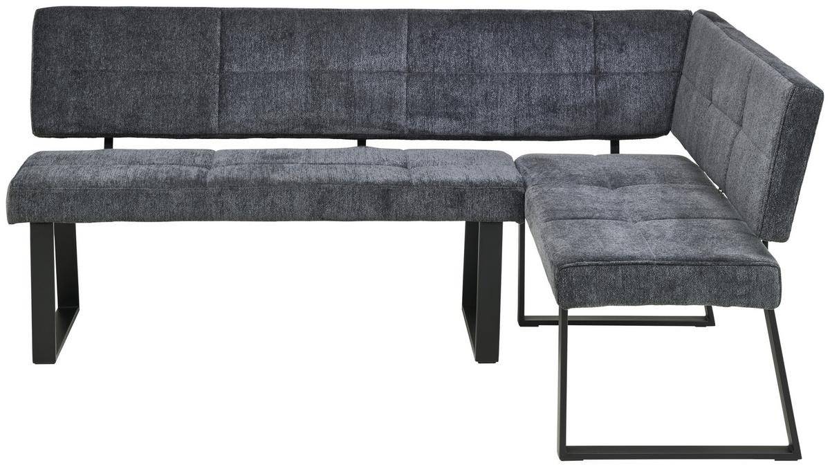 Eckbank Magnus Dunkelgrau, S: 193x141 cm - Dunkelgrau/Schwarz, LIFESTYLE, Textil/Metall (193/141cm) - MID.YOU