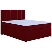 Boxspringbett Mit Topper 140x200 Malta - Chromfarben/Rot, Basics, Holzwerkstoff/Textil (140/200cm) - P & B