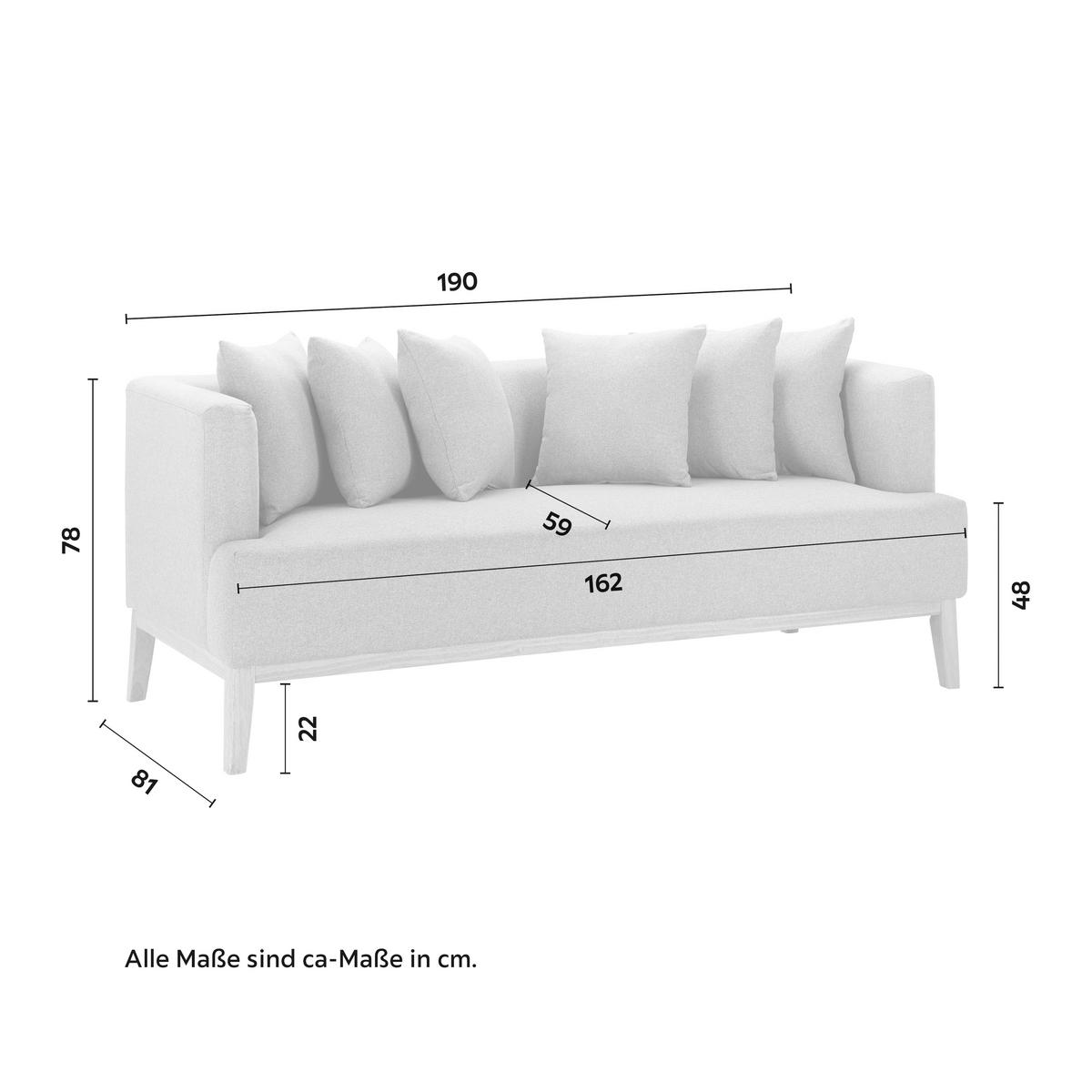Pohovka s vankúšmi MINA béžová - prírodná farba/béžová, Modern, drevo/textil (190/78/81cm) - Bessagi Home