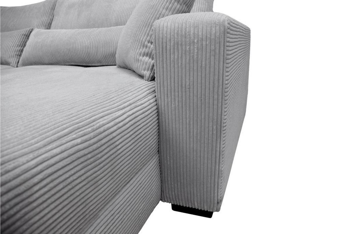 Rohová sedačka XELA, sedenie boxspring, sivý menč. - čierna/sivá, Modern, textil (265/170cm)