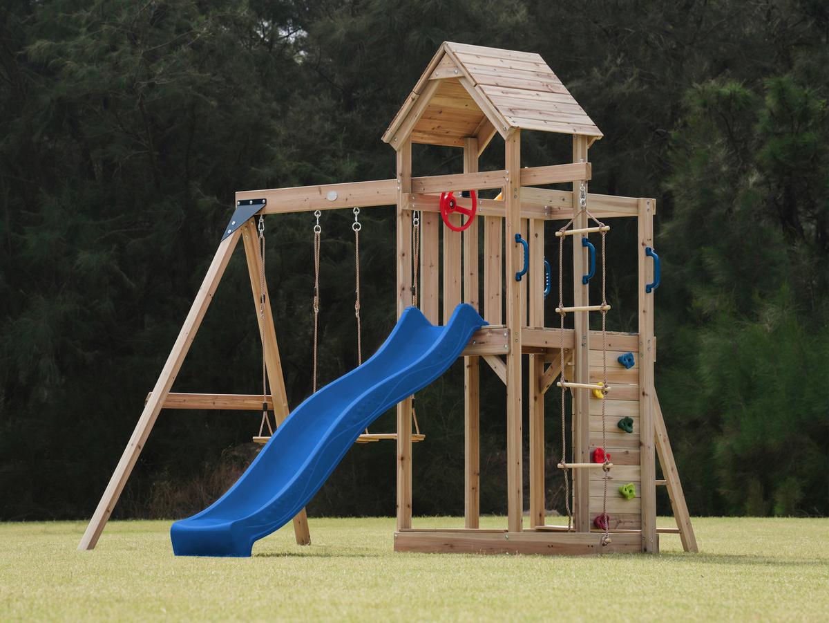 Spielturm A030.500.00 - Blau, KONVENTIONELL, Holz/Kunststoff (342/267/375cm) - Ambia Garden