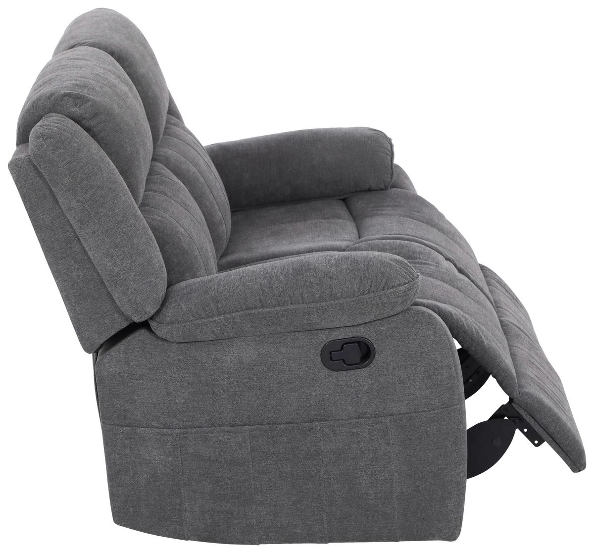 2-Sitzer-Sofa + Relaxfunktion Chester Grau B: 153 cm - Schwarz/Grau, Basics, Textil (153/101/90cm) - P & B