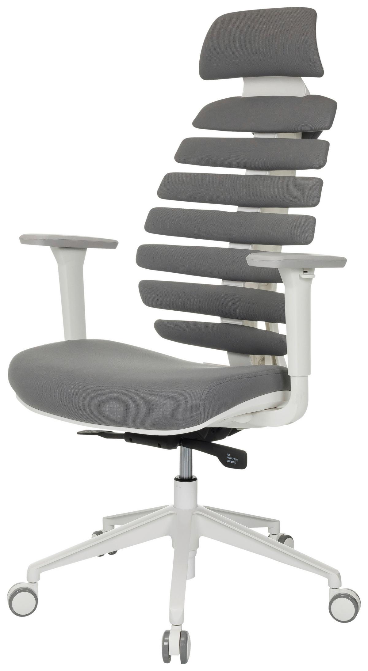 Drehstuhl Ergo Line W Dunkelgrau B: 67 cm - Dunkelgrau/Weiß, MODERN, Kunststoff/Textil (67/116-133/65cm) - MID.YOU