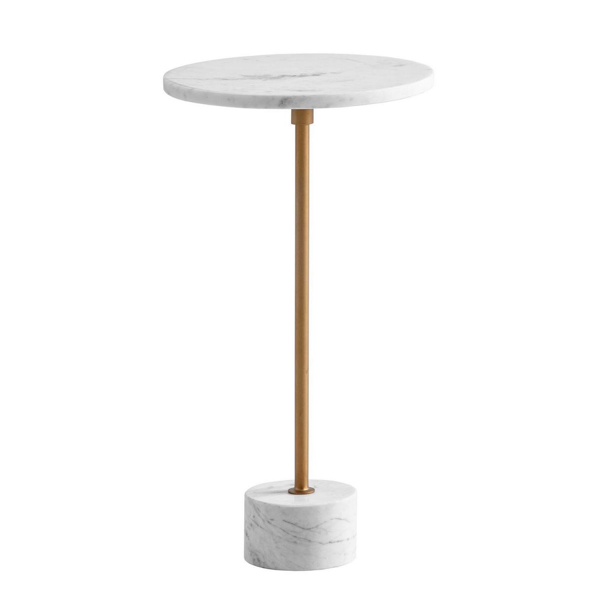 Beistelltisch Weiß, Goldfarben L: 30 cm - Goldfarben/Weiß, Design, Stein (30/30/55,5cm) - Livetastic