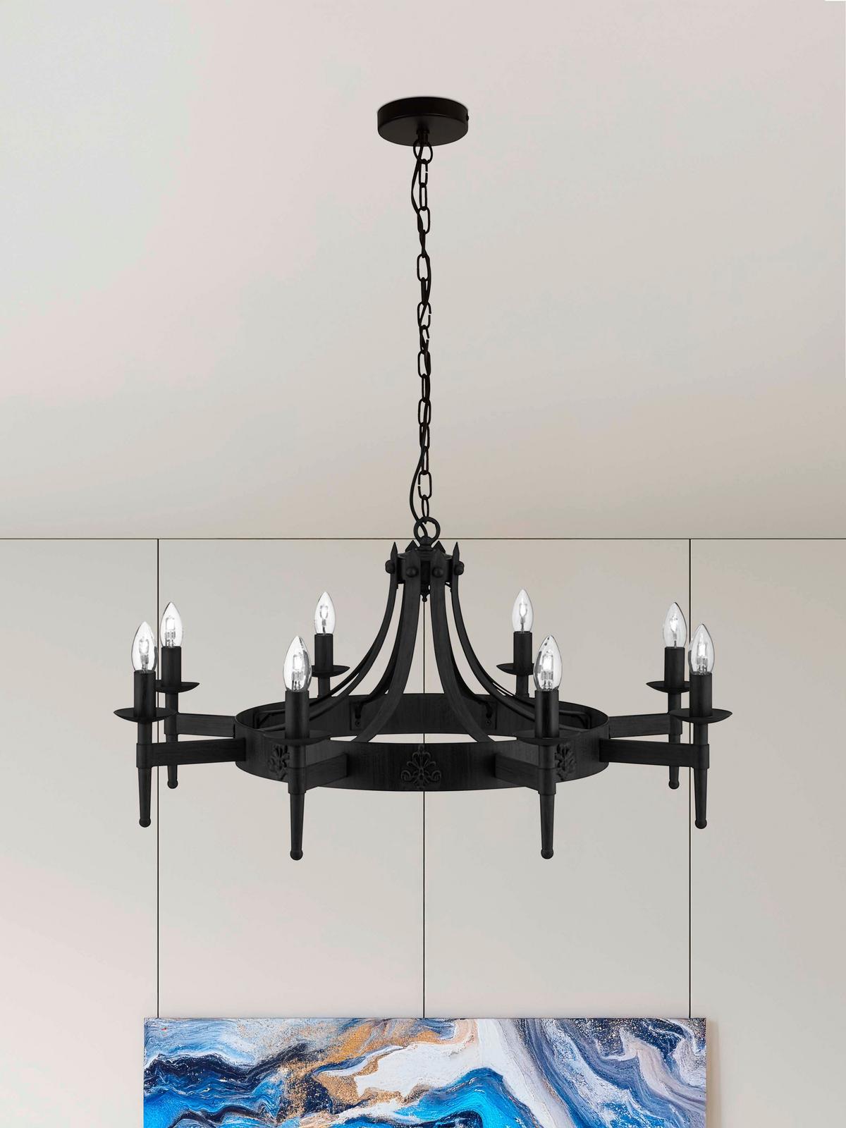 Csillár 2428-8bk Cartwheel Ii - fekete, Lifestyle, fém (85/120cm) - Searchlight