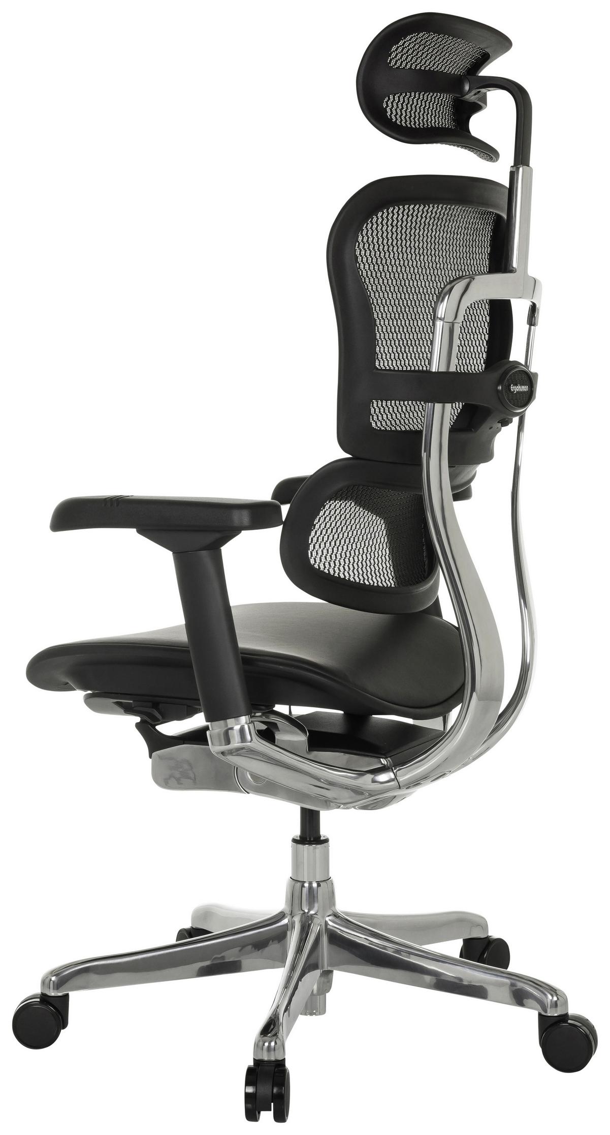 Drehstuhl Ergohuman Gen2 Schwarz B: 78 cm - Silberfarben/Schwarz, MODERN, Leder/Kunststoff (78/117 - 136/64cm) - MID.YOU