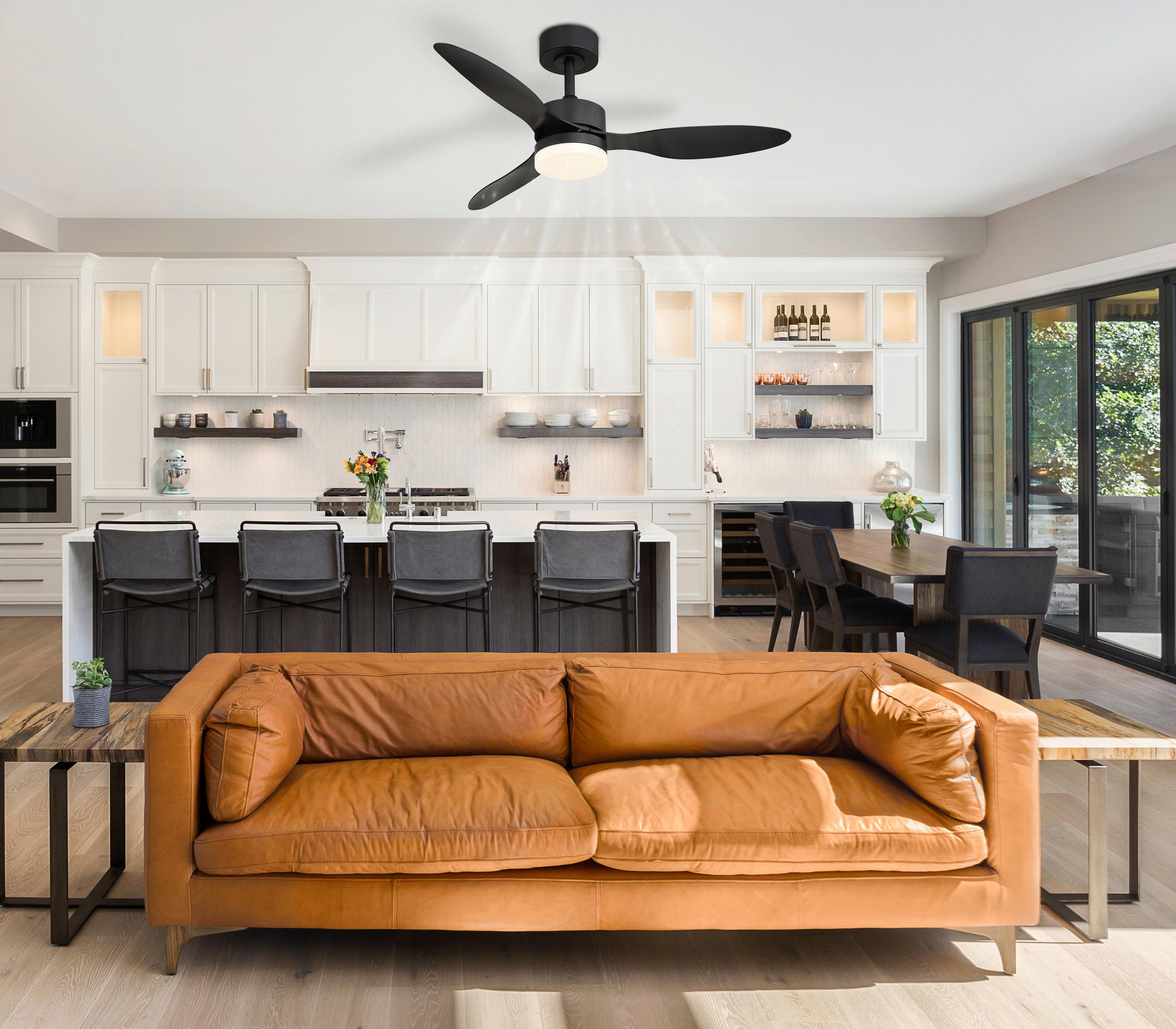 Deckenventilator Blackwell Schwarz Weiß D: 106 cm - Schwarz/Weiß, KONVENTIONELL, Kunststoff/Metall (106/40,5cm)