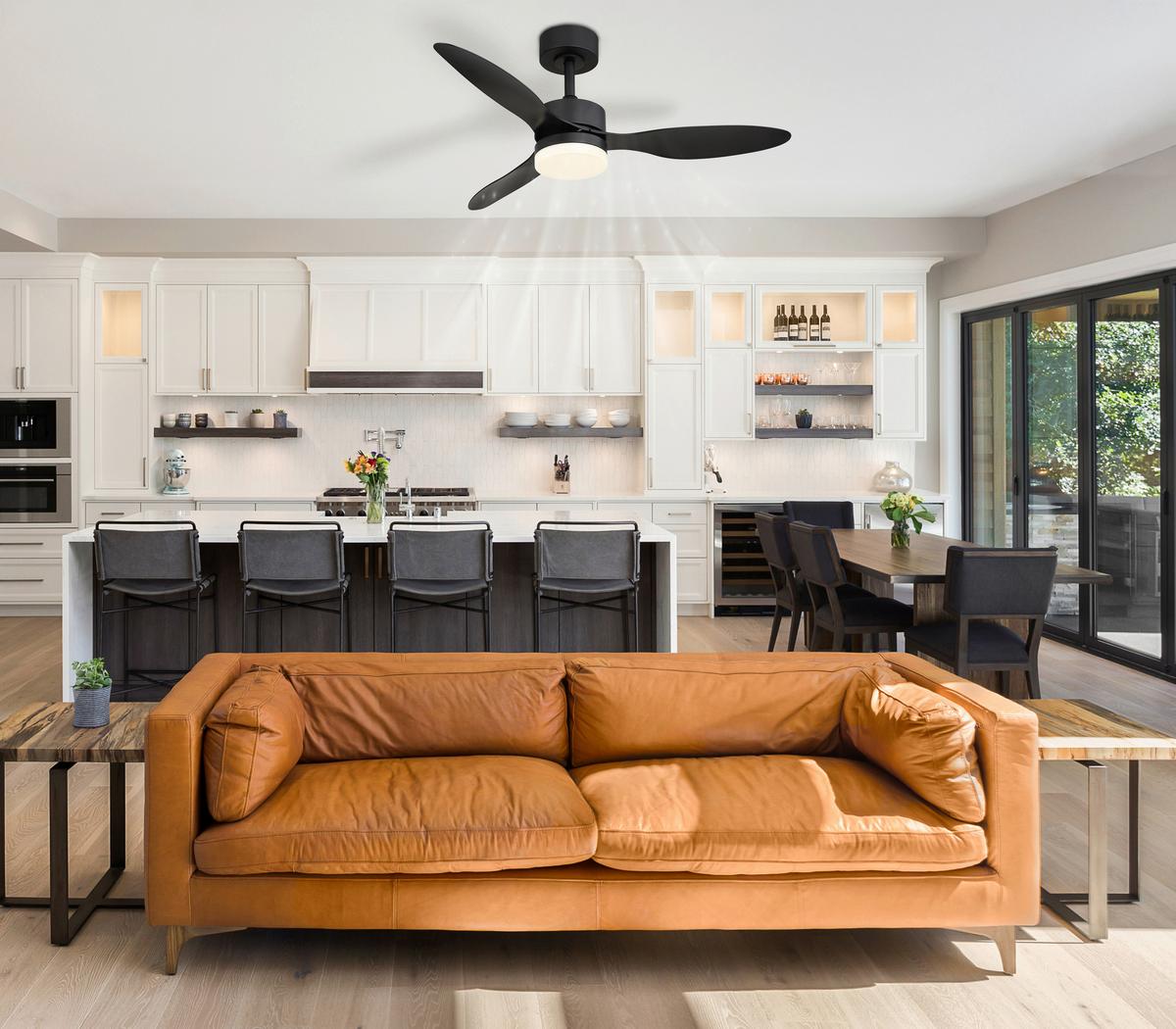 Deckenventilator Blackwell Schwarz Weiß D: 106 cm - Schwarz/Weiß, KONVENTIONELL, Kunststoff/Metall (106/40,5cm)