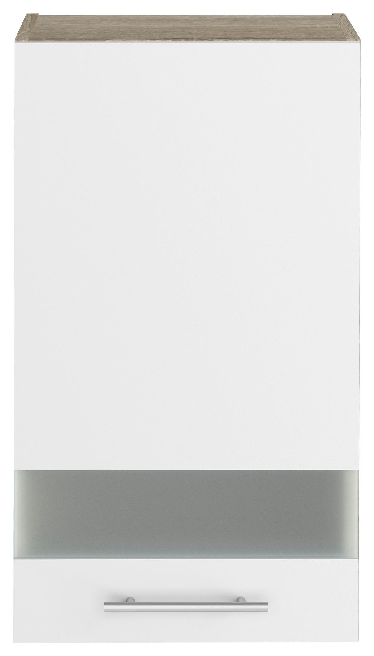 Felsőszekrény Corina - Sonoma tölgy/fehér, Modern, műanyag/Üveg (40/72,4/34,6cm)