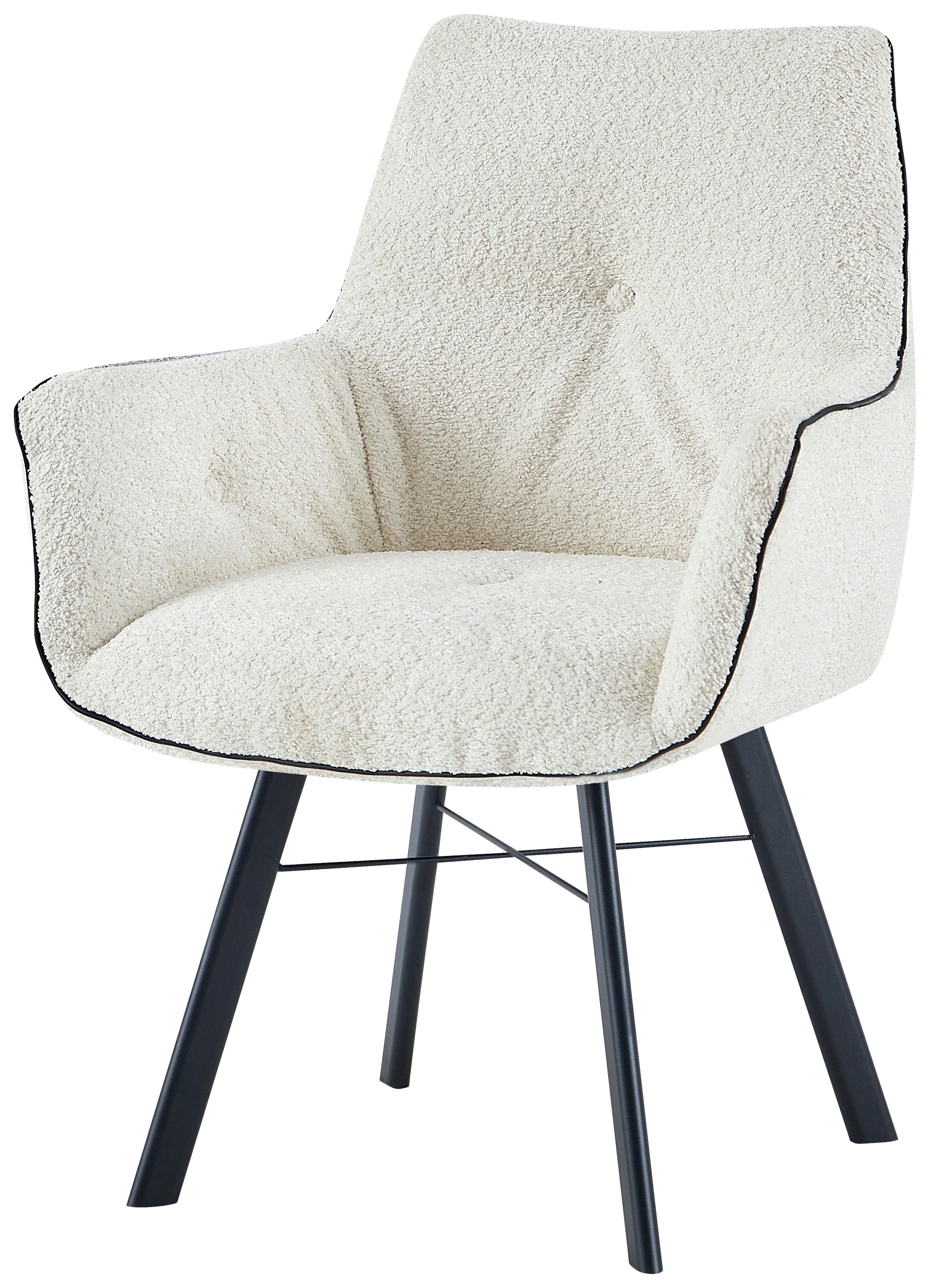 Armlehnstuhl Allie 125 Creme - Creme, Design, Textil/Metall (64/91/61cm) - Kayoom