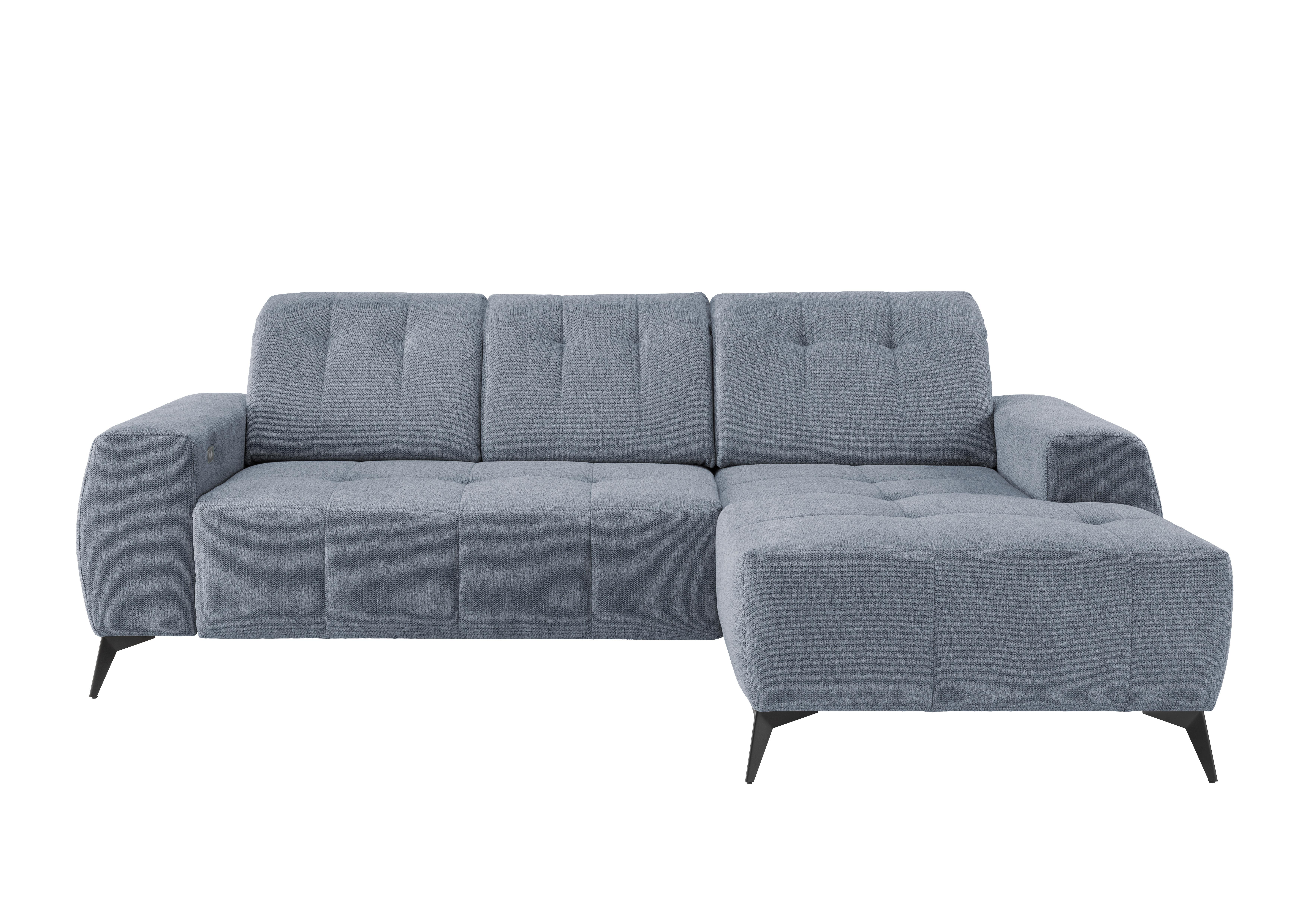 Ecksofa mit USB Anschluss Sano, Hellblau, S: 258x180 cm - Schwarz/Hellblau, MODERN, Textil (258/180cm) - Livetastic