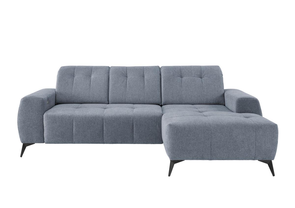Ecksofa Mit Usb Anschluss Sano, Hellblau, S: 258x180 Cm - Schwarz/Hellblau, MODERN, Textil (258/180cm) - Livetastic