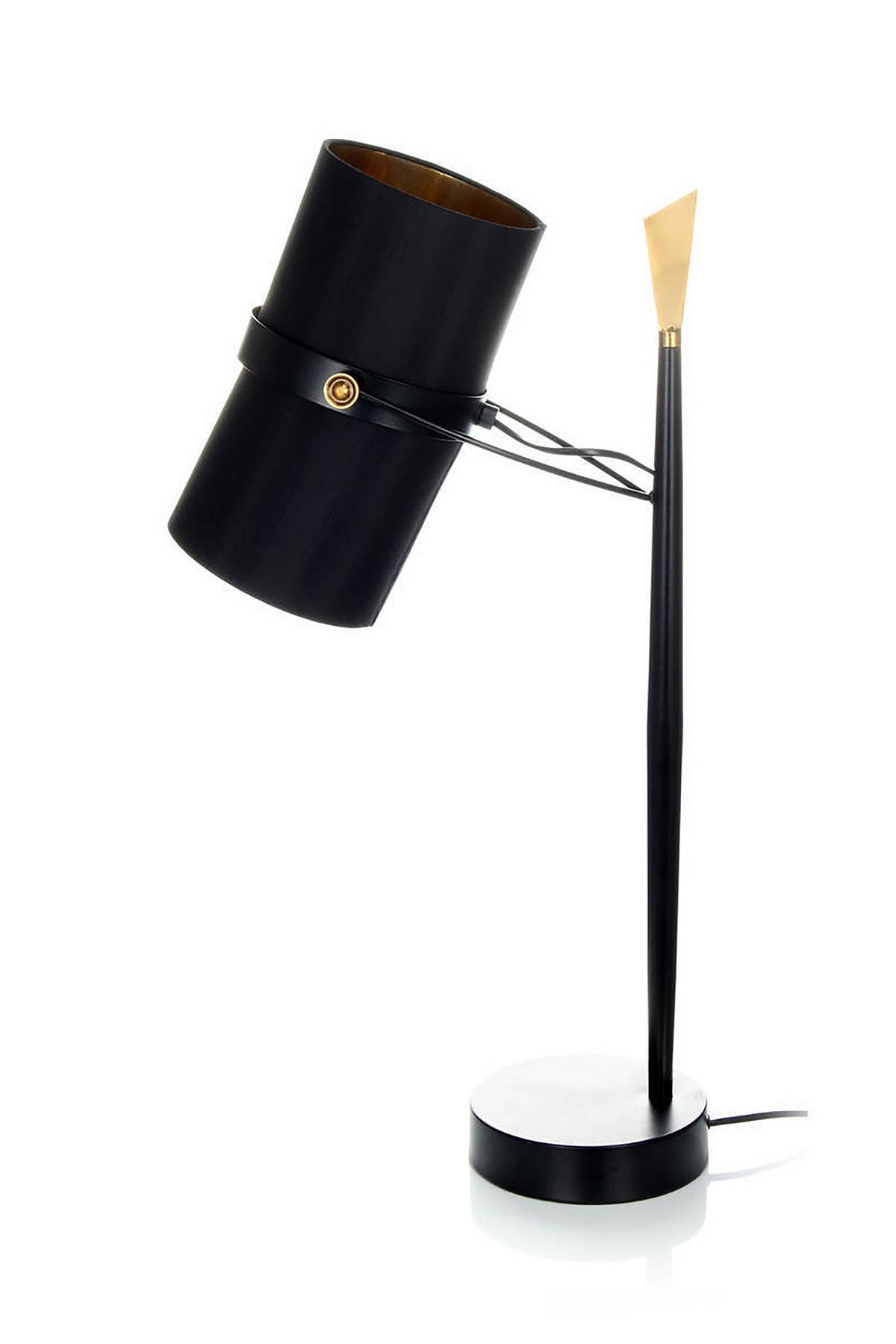 Tischlampe Novum Schwarz - Schwarz, Trend, Textil/Metall (25/29/69cm) - Kayoom