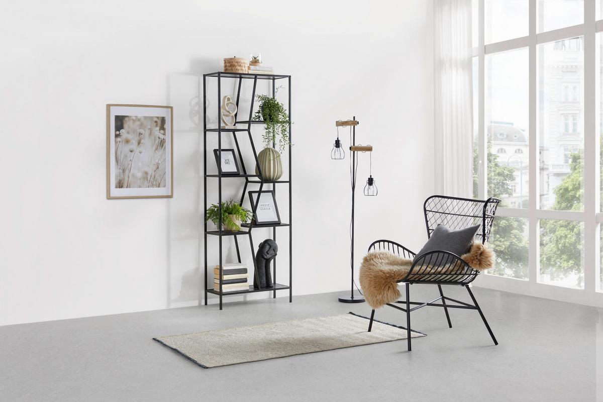 Regál AMANA čierna - čierna, Modern, kov/drevo (60/170/26cm) - Mömax
