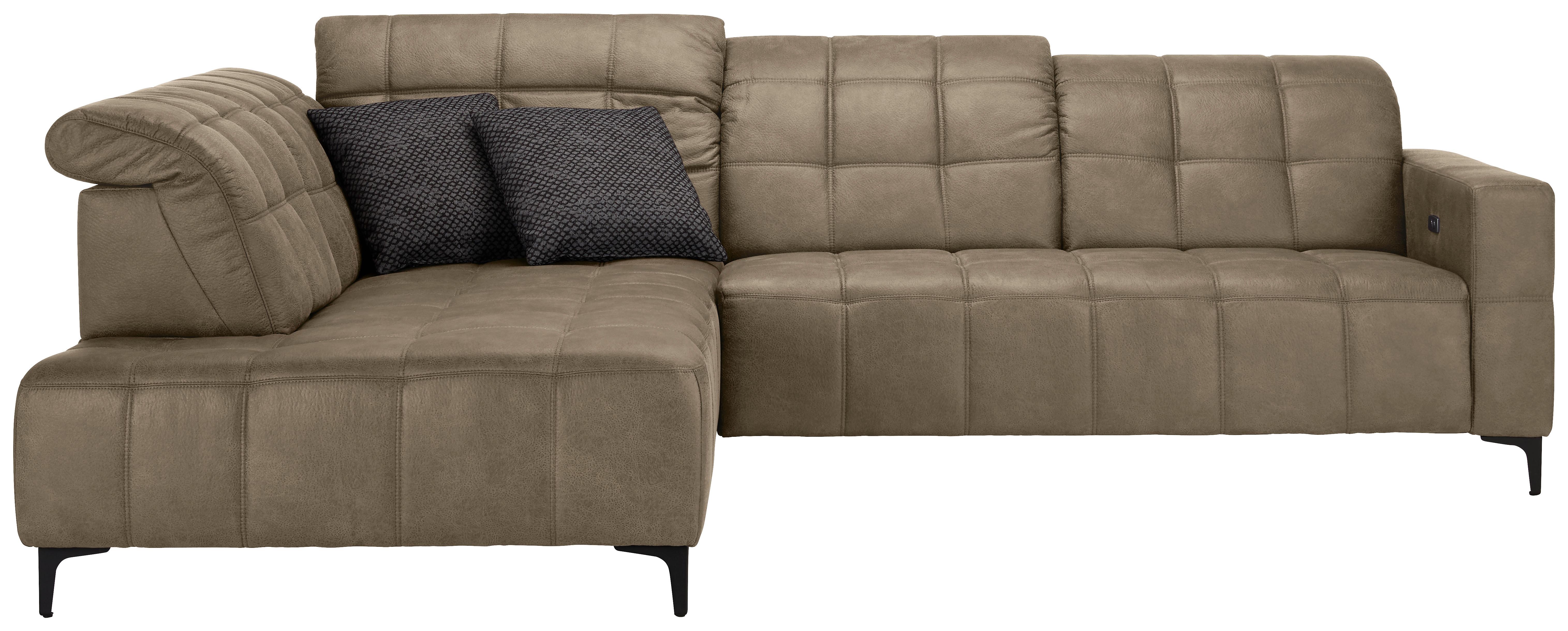Rohová sedačka PANAMA, levá, šedohnědá - černá/šedohnědá, Konvenční, kov/textil (216/304cm) - Premium Living