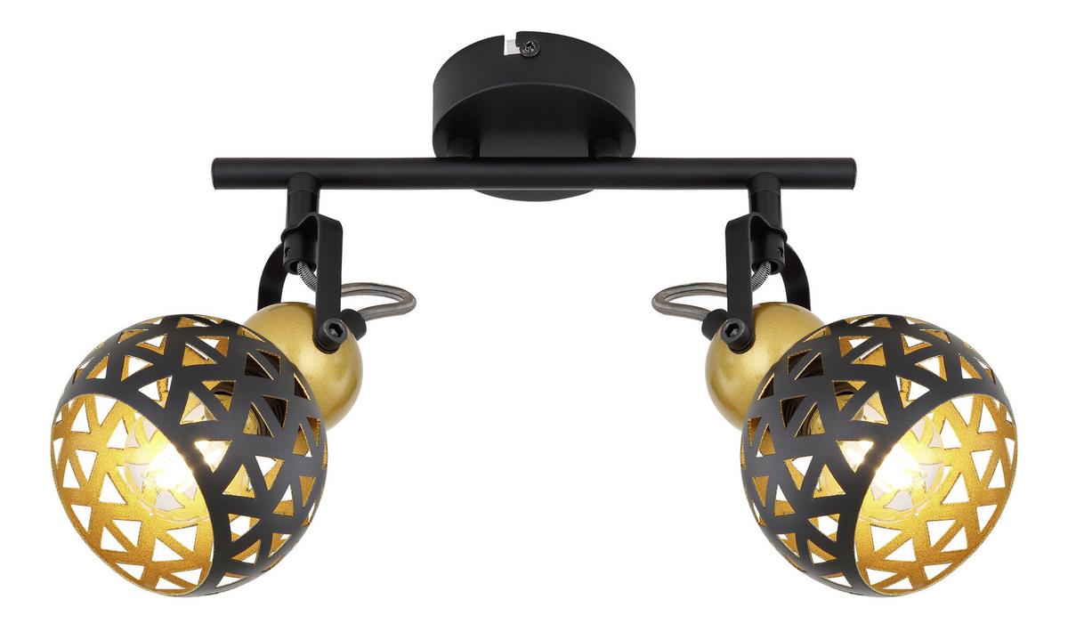Strahler Sarra 2-Flammig verstellbar L: 25 cm - Goldfarben/Schwarz, Basics, Metall (25/10/17,5cm) - Globo