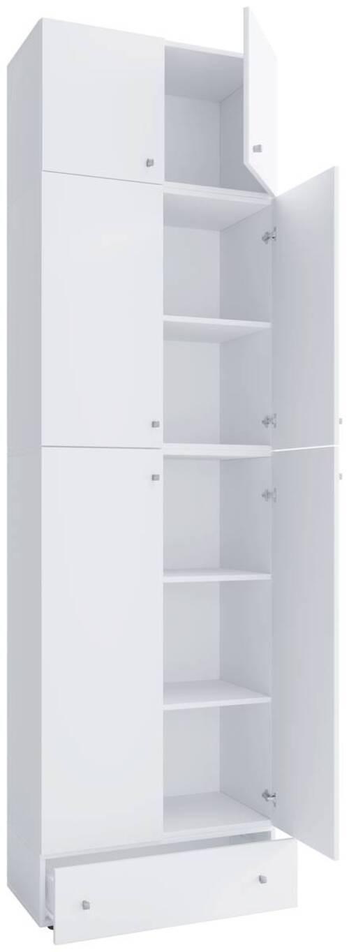 Skrinka na topánky Lona XXL, so zásuvkou a nadstavcom - sivá/biela, Modern, kompozitné drevo/plast (70/240/39cm) - MID.YOU