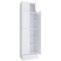 Skrinka na topánky Lona XXL, so zásuvkou a nadstavcom - sivá/biela, Modern, kompozitné drevo/plast (70/240/39cm) - MID.YOU