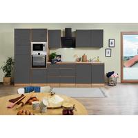 Küchenblock Lorena Küchenblock 345 cm - Grau Hochglanz/Eichefarben, Basics, Holzwerkstoff (345cm) - Respekta
